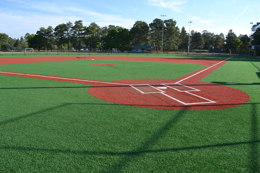 Turfed baseball field at Cannon Park located in Pinehurst NC